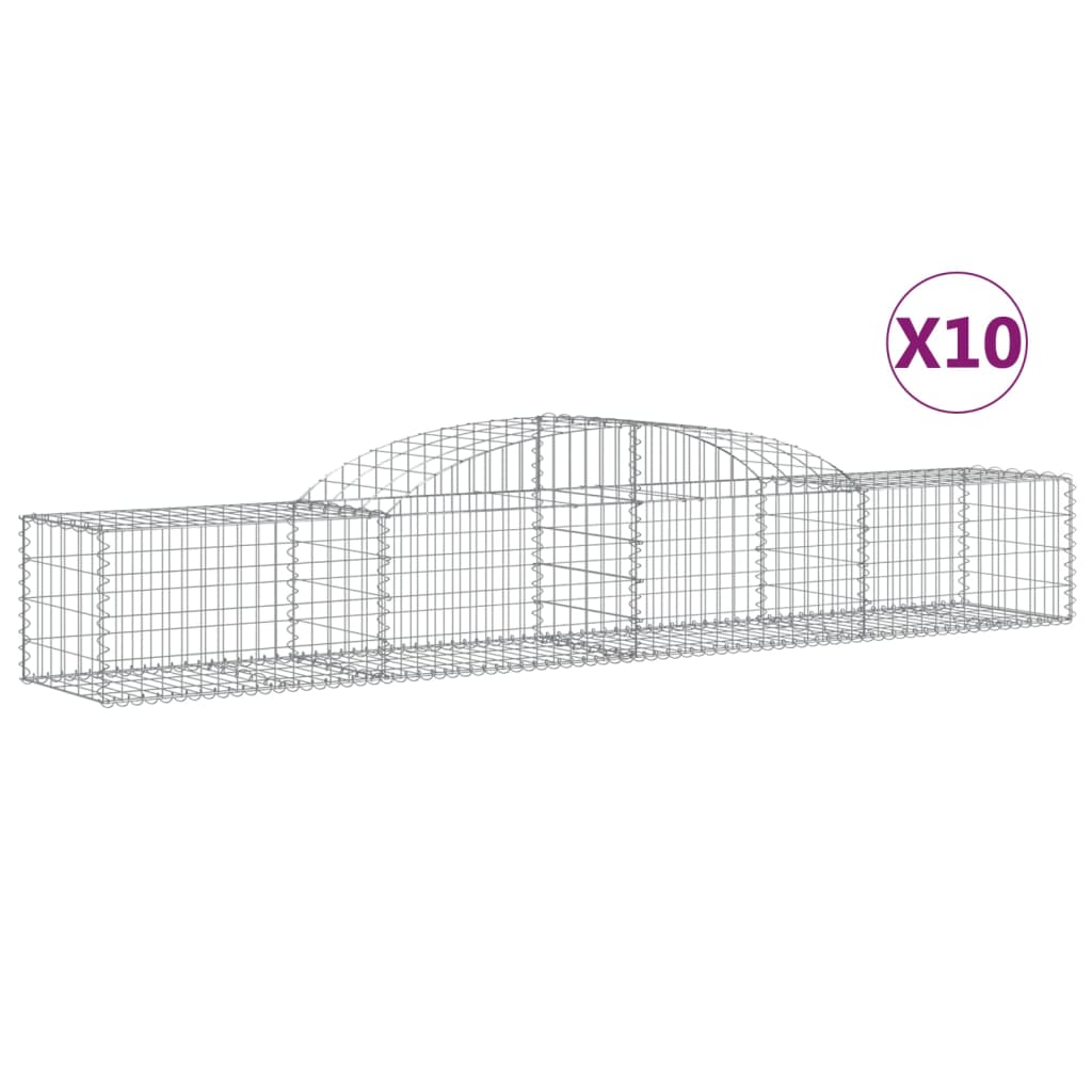 vidaXL Arched Gabion Baskets 10 pcs 300x50x40/60 cm Galvanised Iron
