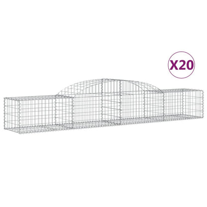 vidaXL Arched Gabion Baskets 20 pcs 300x50x40/60 cm Galvanised Iron