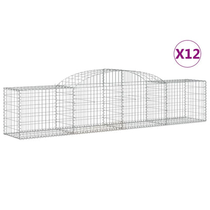 vidaXL Arched Gabion Baskets 12 pcs 300x50x60/80 cm Galvanised Iron