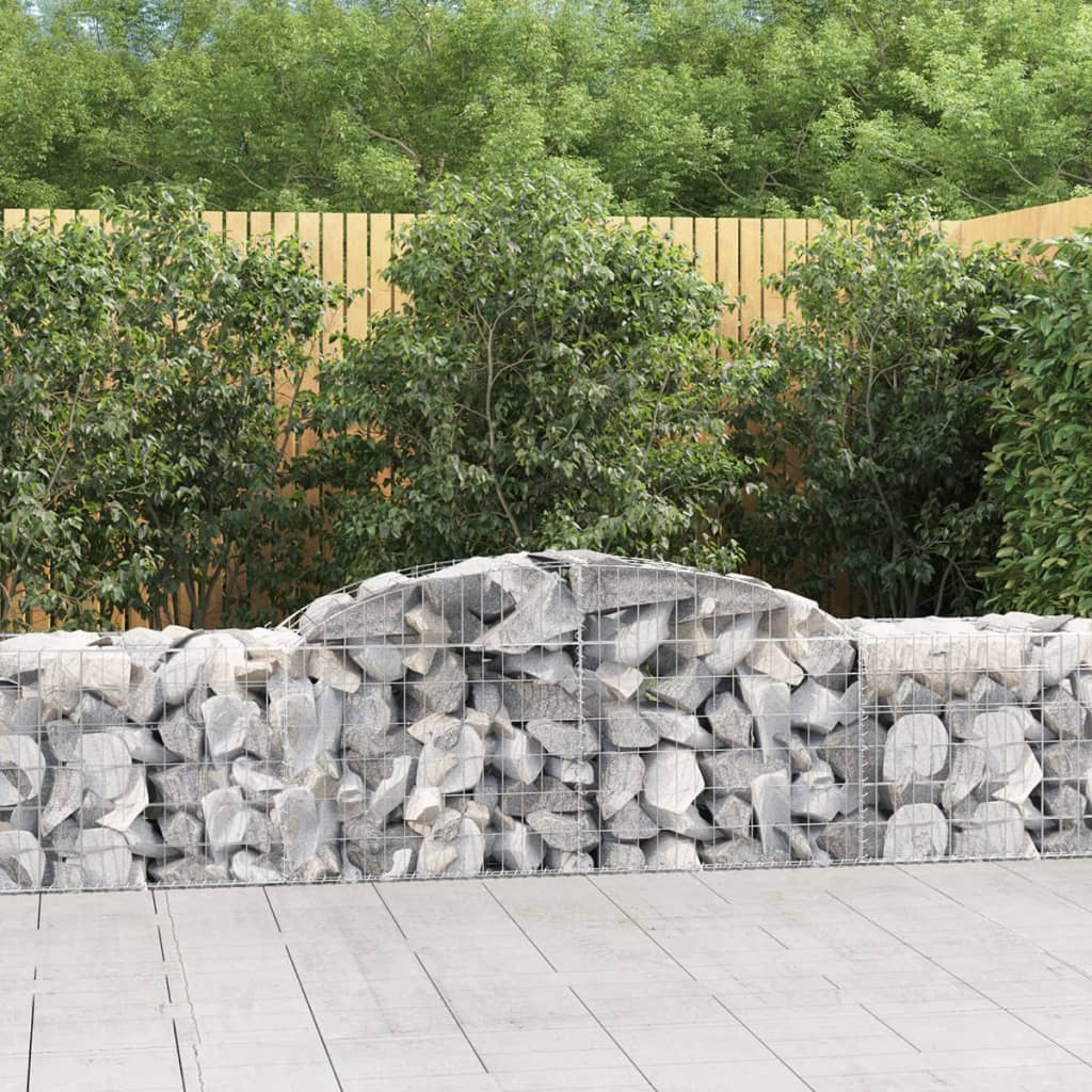 vidaXL Arched Gabion Baskets 17 pcs 300x50x60/80 cm Galvanised Iron