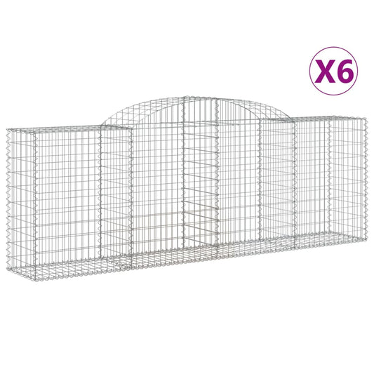 vidaXL Arched Gabion Baskets 6 pcs 300x50x100/120 cm Galvanised Iron