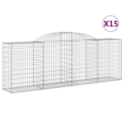 vidaXL Arched Gabion Baskets 15 pcs 300x50x100/120 cm Galvanised Iron