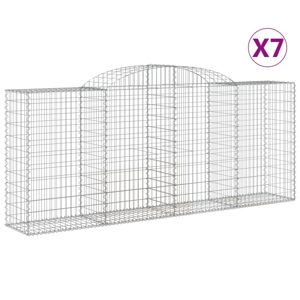 vidaXL Arched Gabion Baskets 7 pcs 300x50x120/140 cm Galvanised Iron