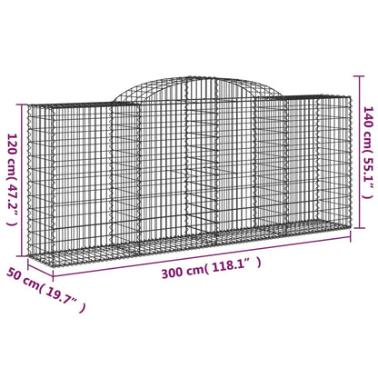 vidaXL Arched Gabion Baskets 8 pcs 300x50x120/140 cm Galvanised Iron