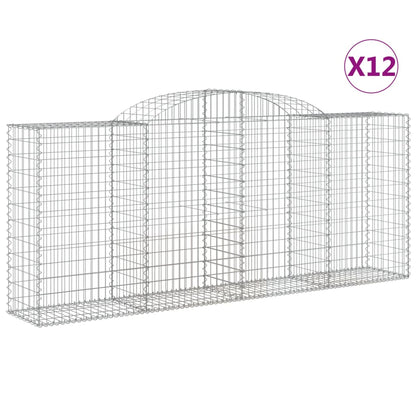 vidaXL Arched Gabion Baskets 12 pcs 300x50x120/140 cm Galvanised Iron