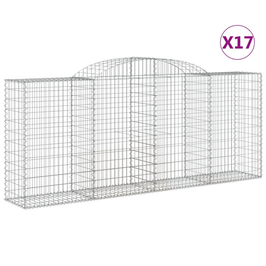 vidaXL Arched Gabion Baskets 17 pcs 300x50x120/140 cm Galvanised Iron