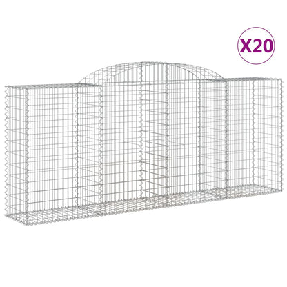 vidaXL Arched Gabion Baskets 20 pcs 300x50x120/140 cm Galvanised Iron