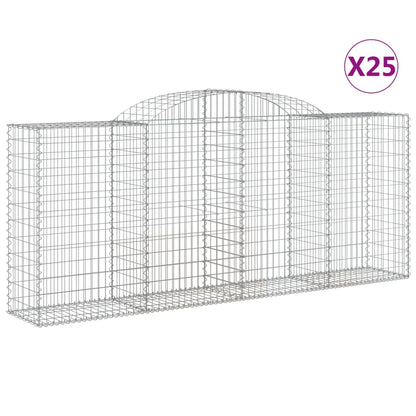 vidaXL Arched Gabion Baskets 25 pcs 300x50x120/140 cm Galvanised Iron