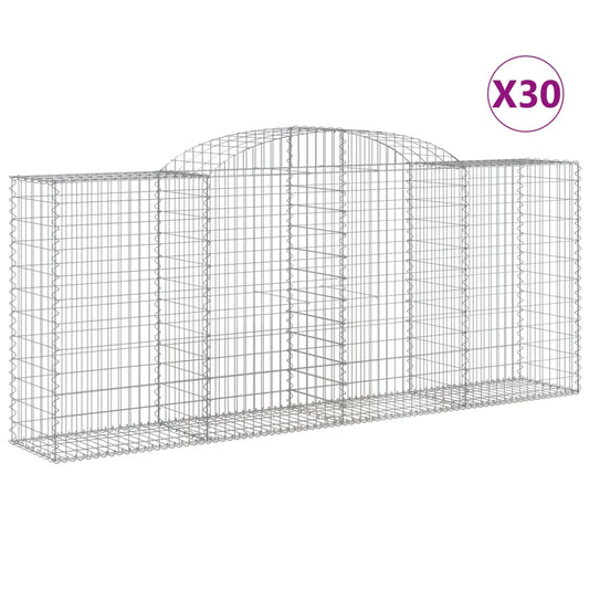 vidaXL Arched Gabion Baskets 30 pcs 300x50x120/140 cm Galvanised Iron