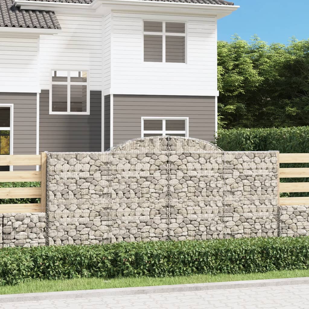 vidaXL Arched Gabion Baskets 8 pcs 300x50x140/160 cm Galvanised Iron
