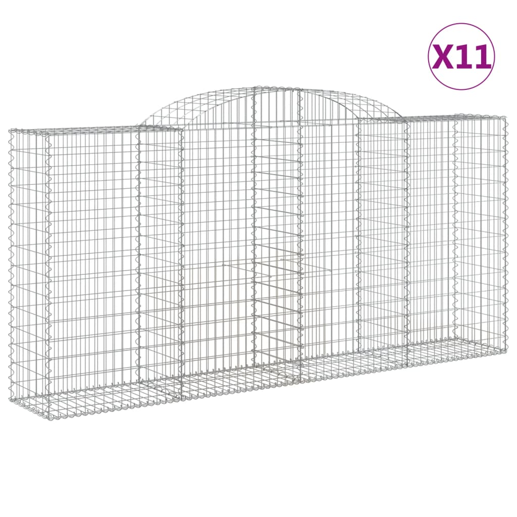 vidaXL Arched Gabion Baskets 11 pcs 300x50x140/160 cm Galvanised Iron