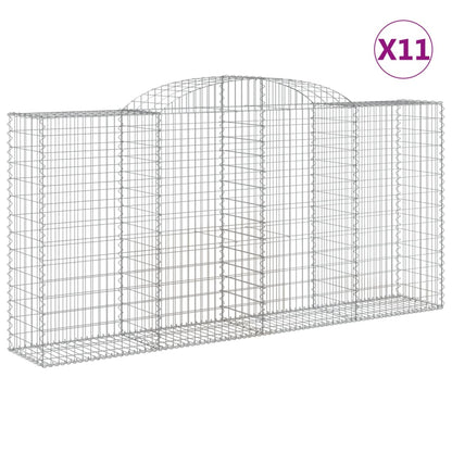 vidaXL Arched Gabion Baskets 11 pcs 300x50x140/160 cm Galvanised Iron