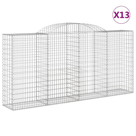 vidaXL Arched Gabion Baskets 13 pcs 300x50x140/160 cm Galvanised Iron