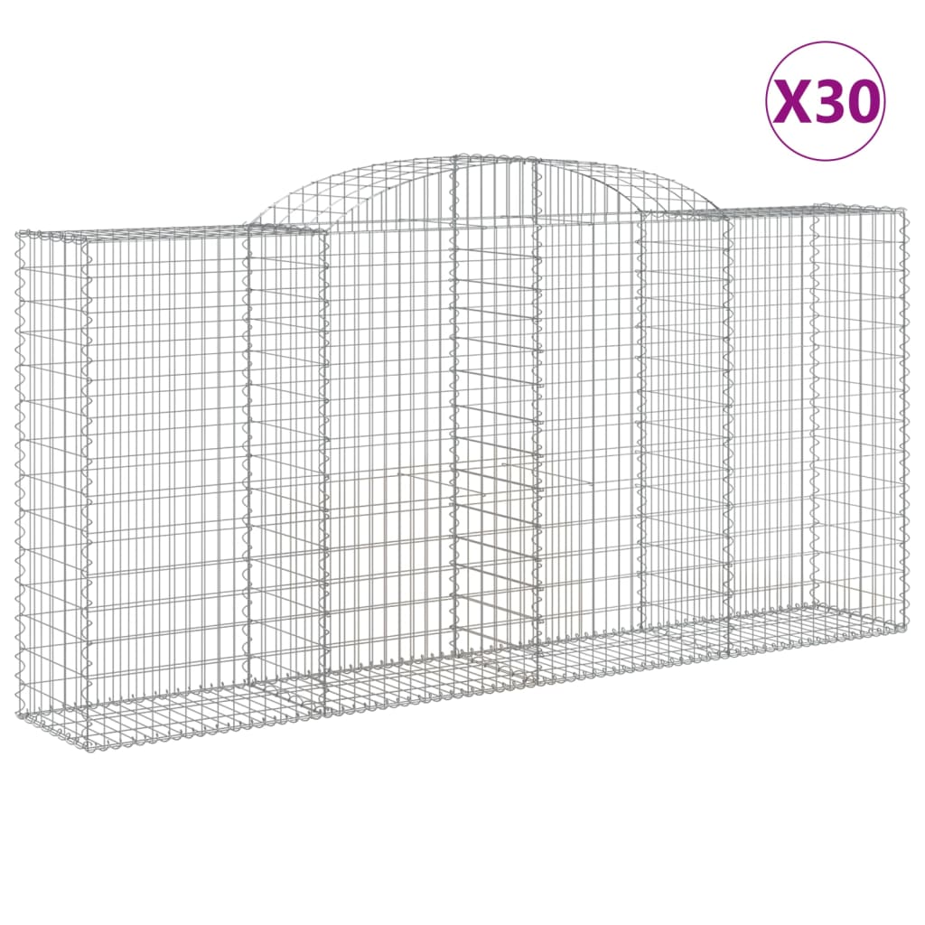 vidaXL Arched Gabion Baskets 30 pcs 300x50x140/160 cm Galvanised Iron