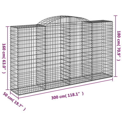 vidaXL Arched Gabion Baskets 4 pcs 300x50x160/180 cm Galvanised Iron
