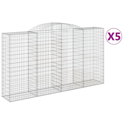 vidaXL Arched Gabion Baskets 5 pcs 300x50x160/180 cm Galvanised Iron