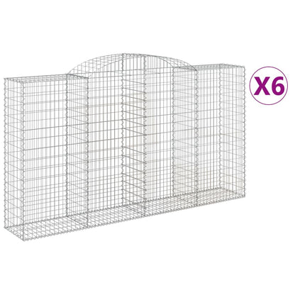 vidaXL Arched Gabion Baskets 6 pcs 300x50x160/180 cm Galvanised Iron