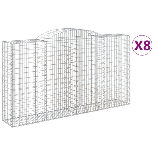 vidaXL Arched Gabion Baskets 8 pcs 300x50x160/180 cm Galvanised Iron