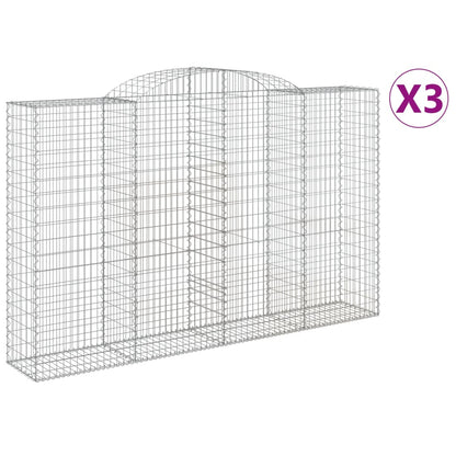 vidaXL Arched Gabion Baskets 3 pcs 300x50x180/200 cm Galvanised Iron