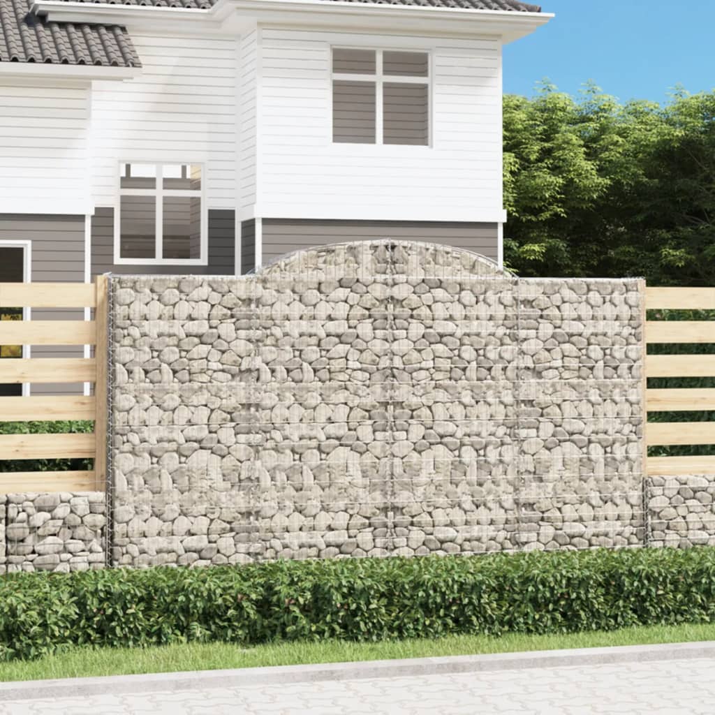 vidaXL Arched Gabion Baskets 3 pcs 300x50x180/200 cm Galvanised Iron