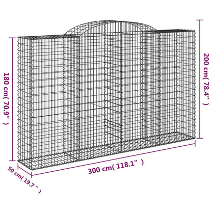 vidaXL Arched Gabion Baskets 5 pcs 300x50x180/200 cm Galvanised Iron