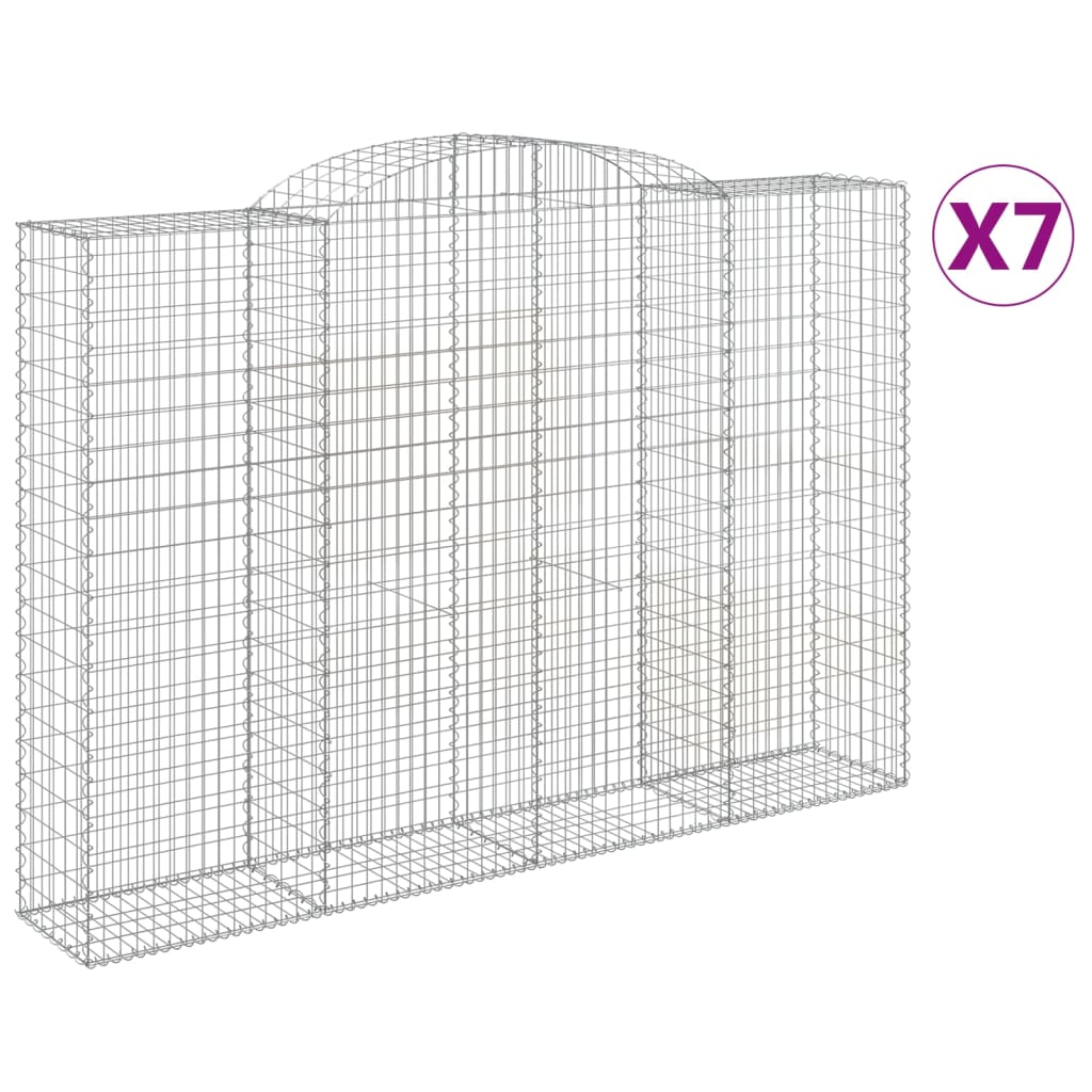 vidaXL Arched Gabion Baskets 7 pcs 300x50x200/220 cm Galvanised Iron