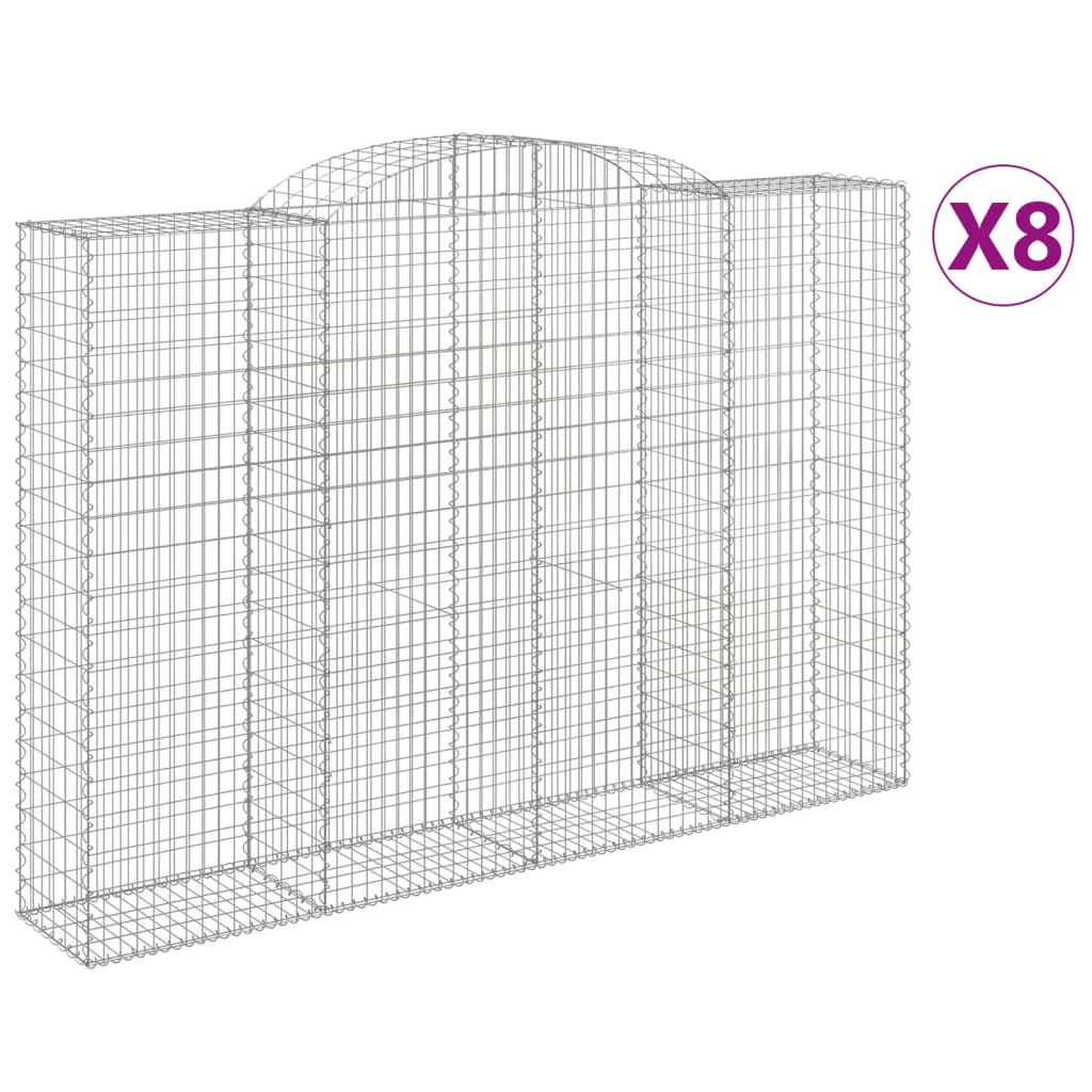 vidaXL Arched Gabion Baskets 8 pcs 300x50x200/220 cm Galvanised Iron