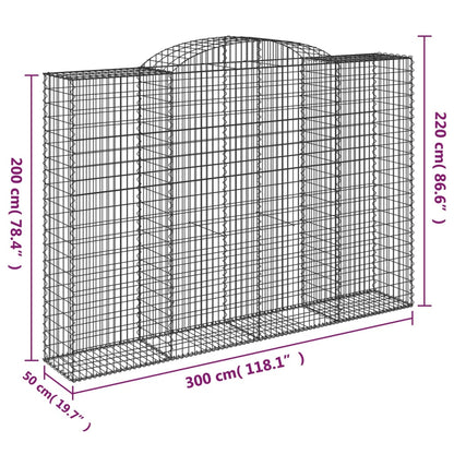 vidaXL Arched Gabion Baskets 10 pcs 300x50x200/220 cm Galvanised Iron