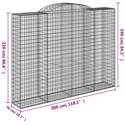 vidaXL Arched Gabion Baskets 4 pcs 300x50x220/240 cm Galvanised Iron