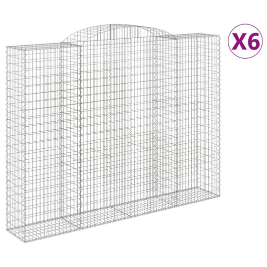vidaXL Arched Gabion Baskets 6 pcs 300x50x220/240 cm Galvanised Iron