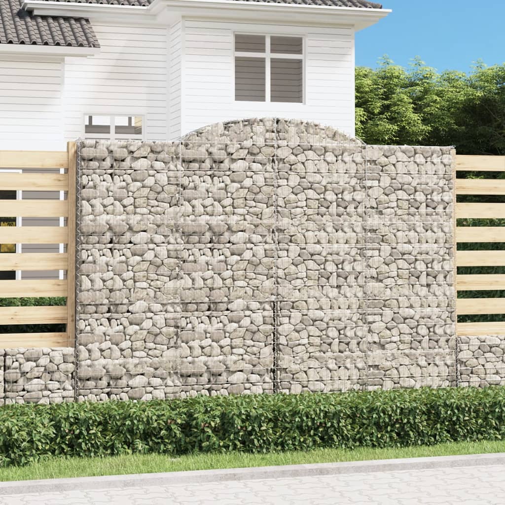 vidaXL Arched Gabion Baskets 6 pcs 300x50x220/240 cm Galvanised Iron