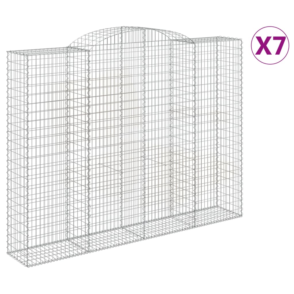 vidaXL Arched Gabion Baskets 7 pcs 300x50x220/240 cm Galvanised Iron