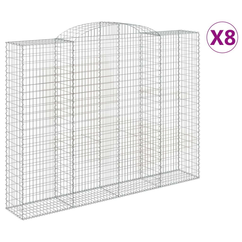 vidaXL Arched Gabion Baskets 8 pcs 300x50x220/240 cm Galvanised Iron