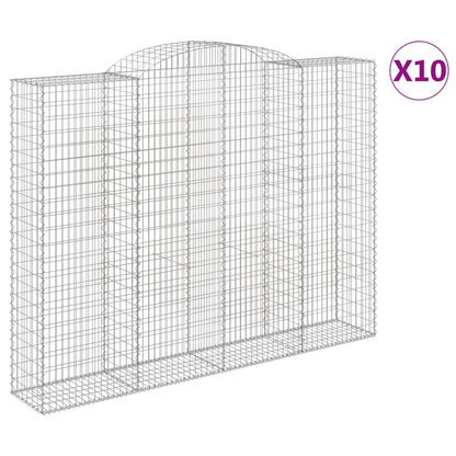 vidaXL Arched Gabion Baskets 10 pcs 300x50x220/240 cm Galvanised Iron
