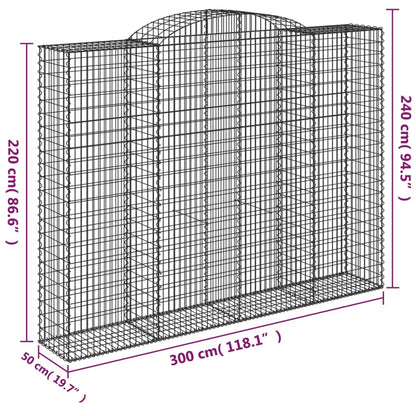 vidaXL Arched Gabion Baskets 10 pcs 300x50x220/240 cm Galvanised Iron