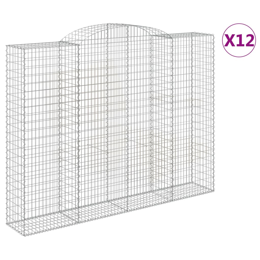 vidaXL Arched Gabion Baskets 12 pcs 300x50x220/240 cm Galvanised Iron