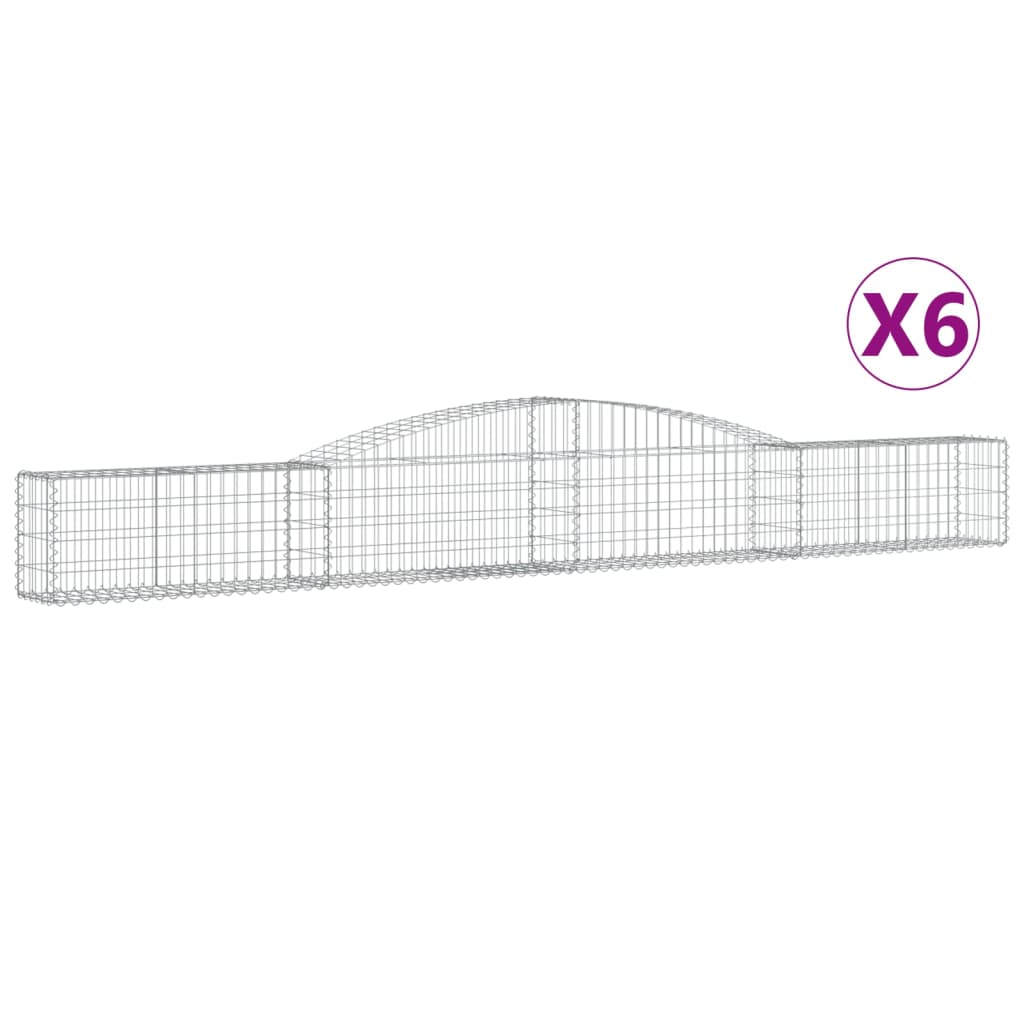 vidaXL Arched Gabion Baskets 6 pcs 400x30x40/60 cm Galvanised Iron