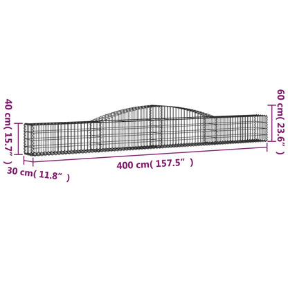 vidaXL Arched Gabion Baskets 6 pcs 400x30x40/60 cm Galvanised Iron