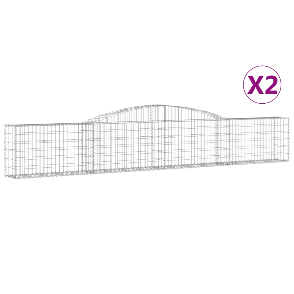 vidaXL Arched Gabion Baskets 2 pcs 400x30x60/80 cm Galvanised Iron