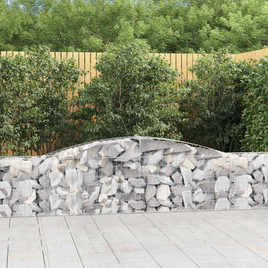 vidaXL Arched Gabion Baskets 4 pcs 400x30x60/80 cm Galvanised Iron