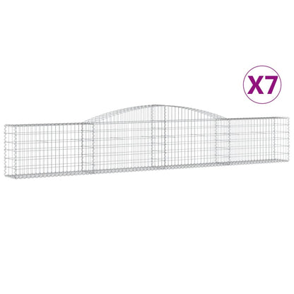 vidaXL Arched Gabion Baskets 7 pcs 400x30x60/80 cm Galvanised Iron