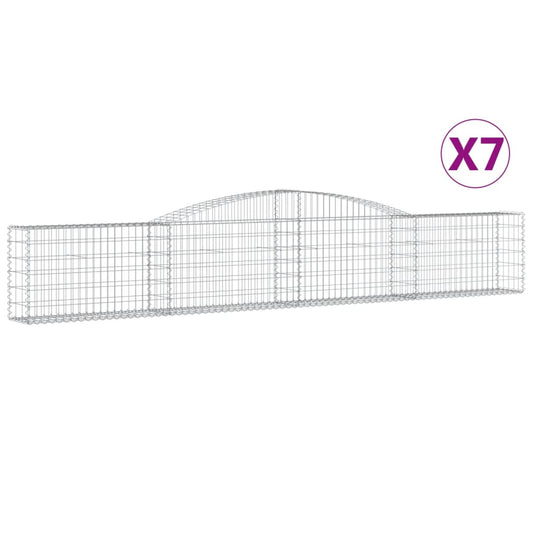 vidaXL Arched Gabion Baskets 7 pcs 400x30x60/80 cm Galvanised Iron