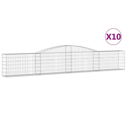 vidaXL Arched Gabion Baskets 10 pcs 400x30x60/80 cm Galvanised Iron