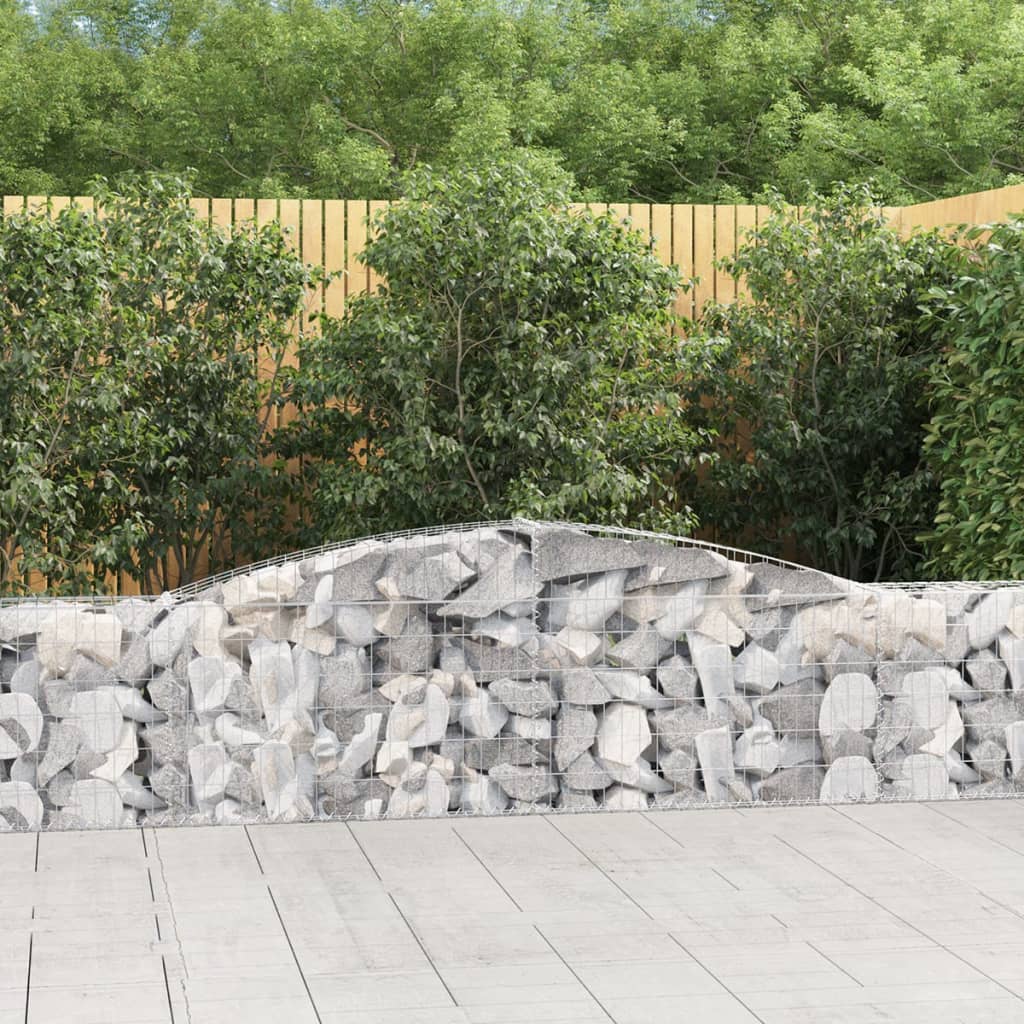 vidaXL Arched Gabion Baskets 10 pcs 400x30x60/80 cm Galvanised Iron