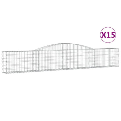 vidaXL Arched Gabion Baskets 15 pcs 400x30x60/80 cm Galvanised Iron