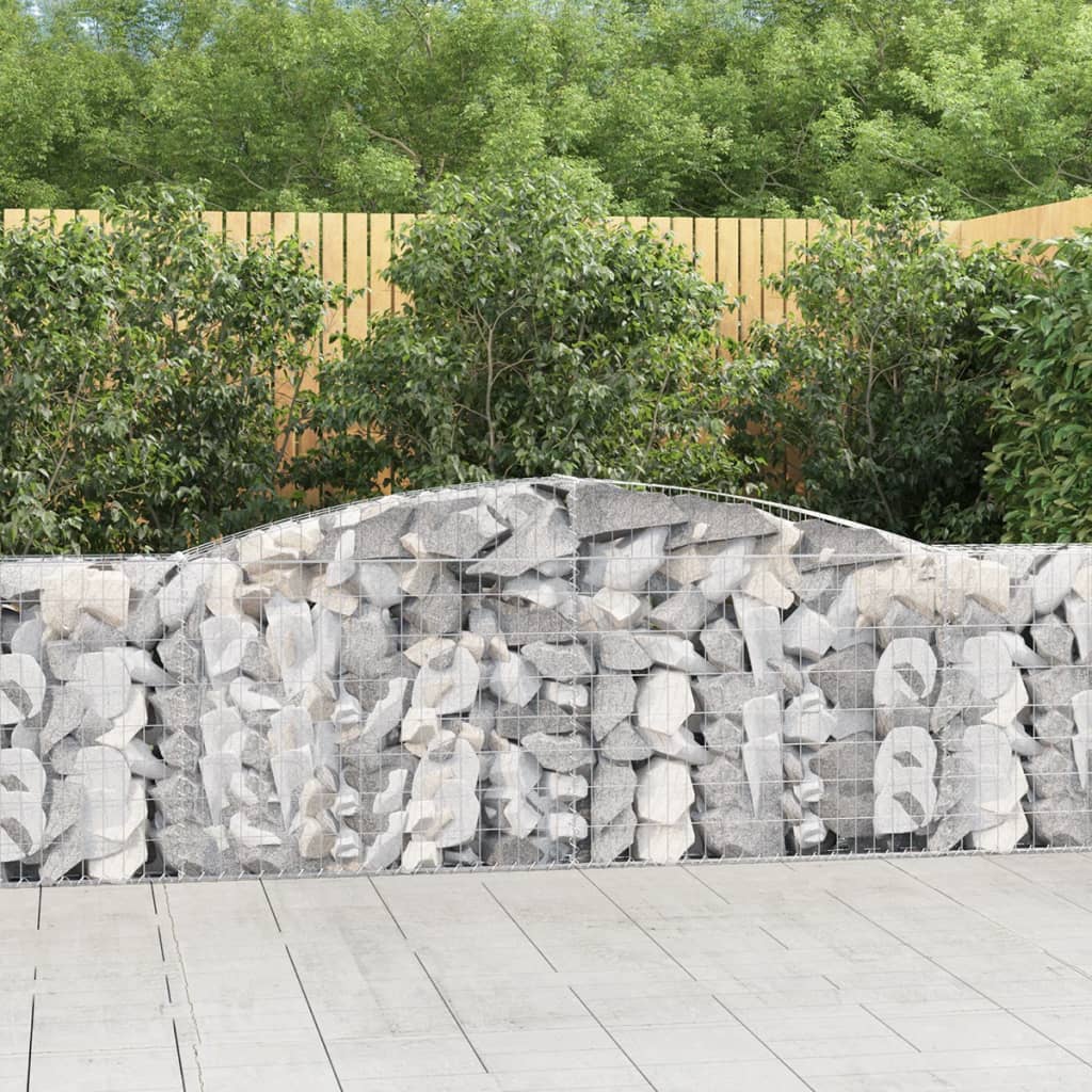 vidaXL Arched Gabion Baskets 7 pcs 400x30x80/100 cm Galvanised Iron