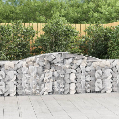 vidaXL Arched Gabion Baskets 7 pcs 400x30x80/100 cm Galvanised Iron
