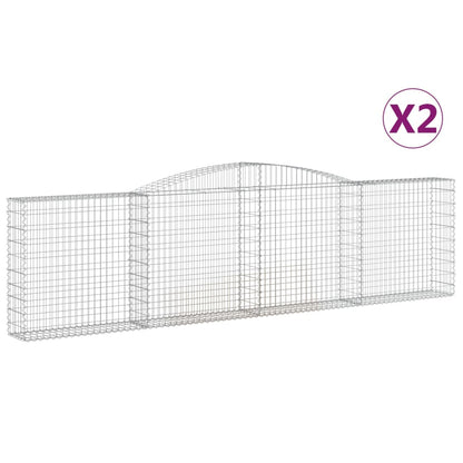 vidaXL Arched Gabion Baskets 2 pcs 400x30x100/120 cm Galvanised Iron