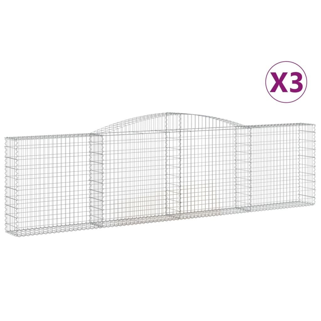 vidaXL Arched Gabion Baskets 3 pcs 400x30x100/120 cm Galvanised Iron