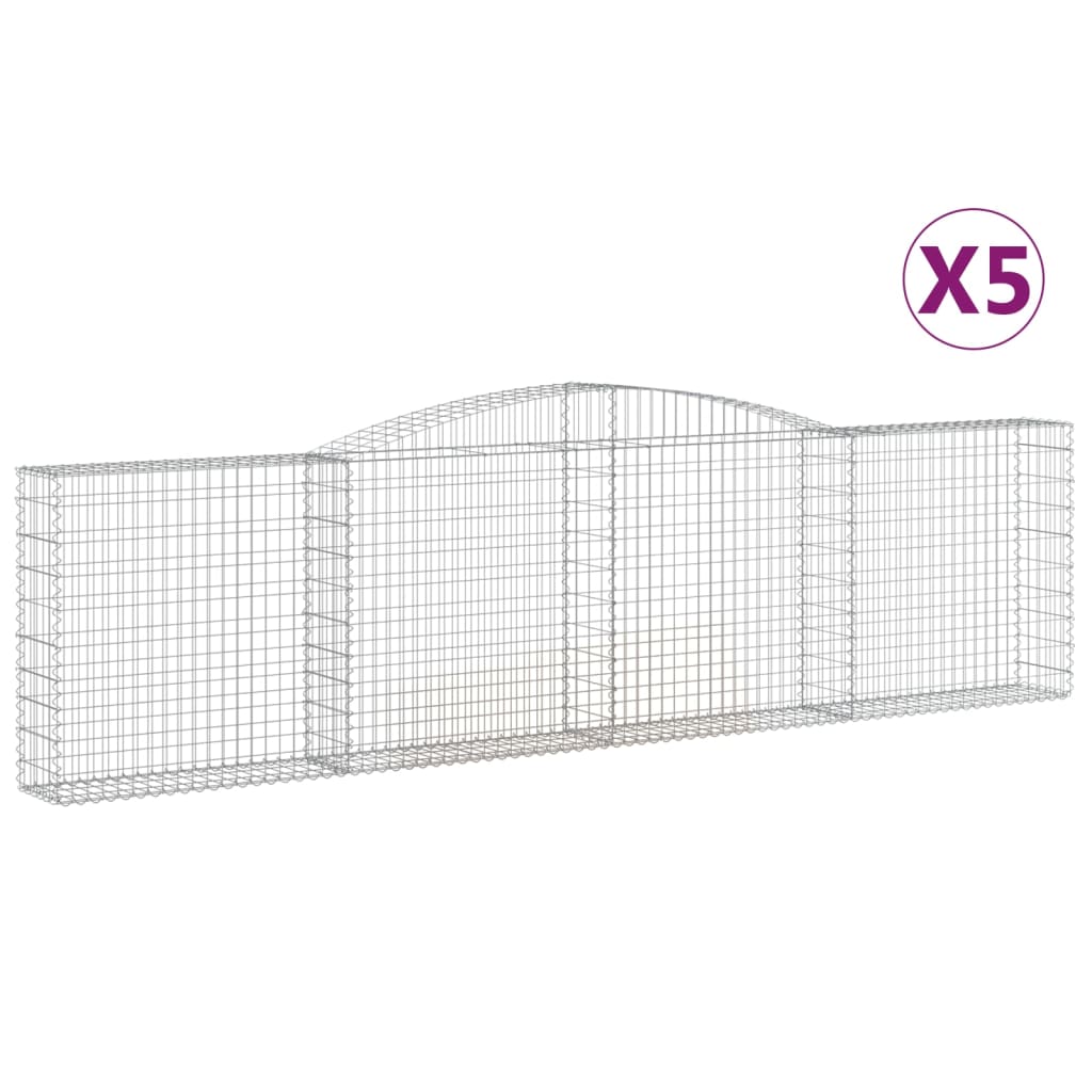 vidaXL Arched Gabion Baskets 5 pcs 400x30x100/120 cm Galvanised Iron